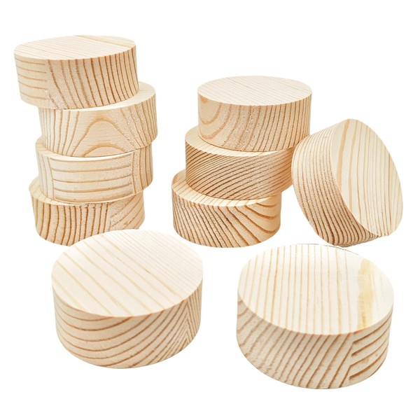 10PCS Pine Circle Plaque, 2x0.8in Blank Unfinished Round Wooden Circles
