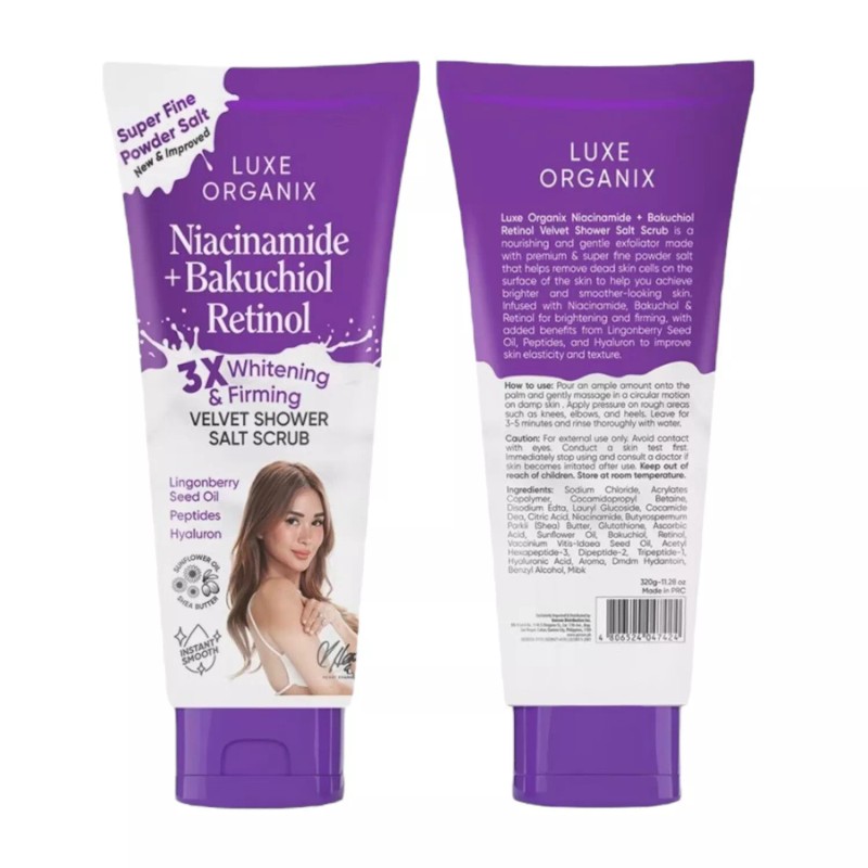 Luxe Organix Niacinamide + Bakuchiol Retinol Velvet Salt Scrub