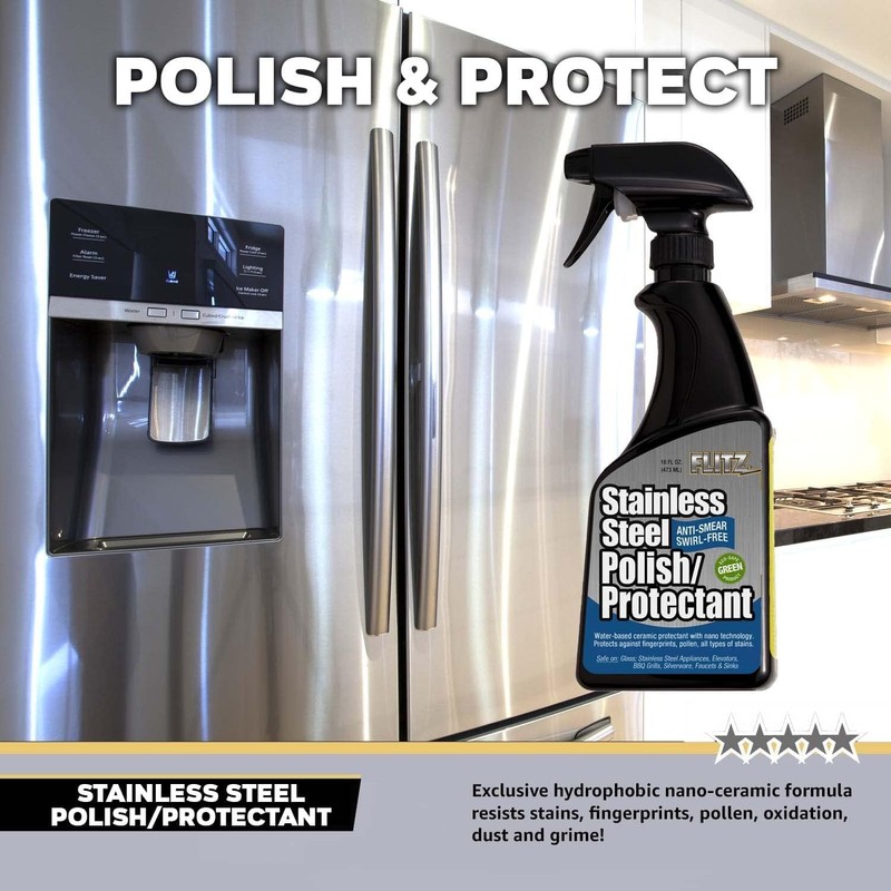 Flitz Stainless Steel Polish Protectant - 16oz Bottle, USA-Made Ceramic