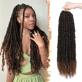 BARSDAR Dreadlocks Crochet Hair Extensions, 8 Packs Curly Passion Twist Braiding Hair, Dreadlock Extension, Synthetic Hair Extensions, Reggae, Hip-Hop, Hippie Style, Crochet Braiding Hair for Women