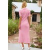 MEROKEETY Women's Polo V Neck Color Block Long Dress Elegant