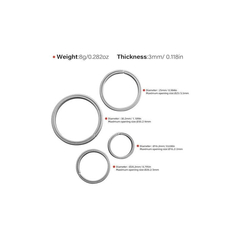 MecArmy Titanium 3pcs/4pcs/7pcs/18pcs Key Rings Keychain Large Small Split Rings