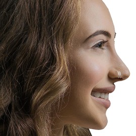 LUCKYJEWUS Double Nose Ring Hoop for Single Piercing, 14k Gold Filled or Sterling Silver Spiral Twist Nose Hoop for Women Men (Silver -22g, Right Side-7mm)