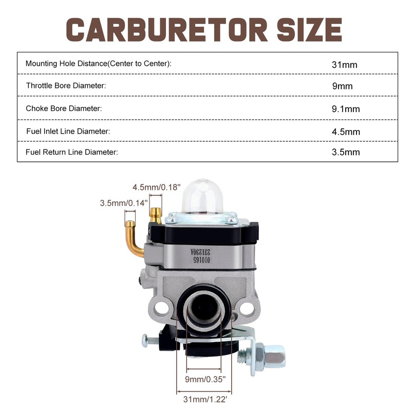 Kizut FG100 GX31 Carburetor for Honda FG100 Tiller GX22 GX31