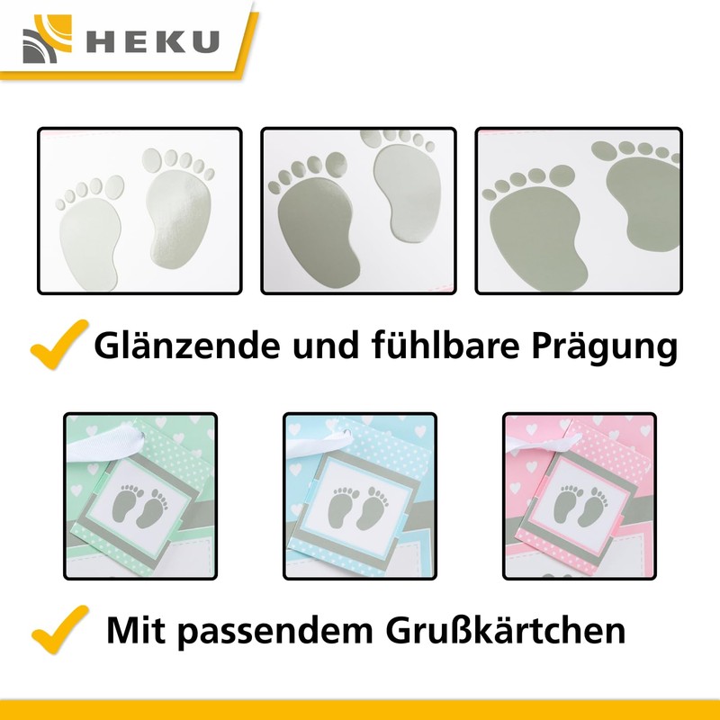 HEKU Sacchetti regalo premium "Baby" in pastello, 3 pezzi, 23