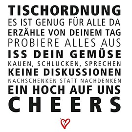 Napkins Table Tidy Table Rules Black White Pack of 20 33 x 33 cm 3-Ply FSC