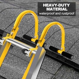 Youroyer Roof Ladder Hooks with Wheel,Heavy Duty Extension Ladder Stabilizer,Roof Ridge Extension,T-Bar Rubber Grip for Damage Prevention,Lock Jaw Ladder Grip,Easy to Access Steep Roofs