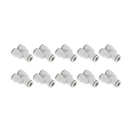 HOPESPANNER Push to Connect Air Fittings 35/64" Y Type Air Line Quick Connector Plastic 10 Pcs White Silver Tone