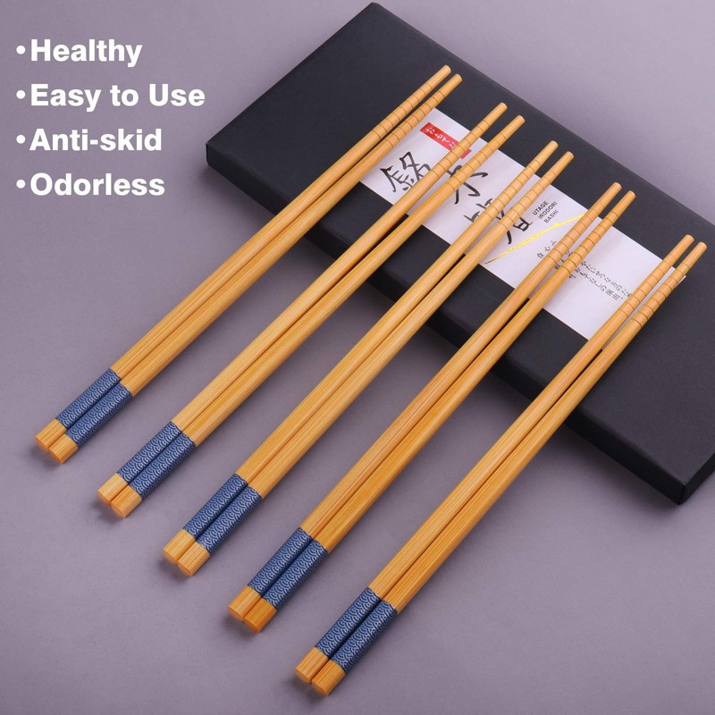 GLAMFIELDS Reusable Chopsticks Japanese Natural Bamboo Classic Style 5 Pairs