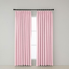 ABBRIGE Pinch Pleated Faux Linen Cute Princess Curtains - Living Room Decor Blush Drapes with Hook for Track System - 60% Blackout Baby Pink Curtains for Kids Room 40 x 84 Inches Long 2 Panels Set