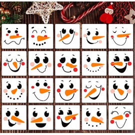 5” Christmas Snowman Face Stencils for Painting on Wood Reusable Christmas Stencil Winter Ornament Drawing Templates for Tiered Tray/Window/Shirts