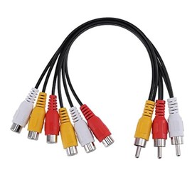 Lapetus 3 RCA Male Jack to 6 RCA Female Plug Splitter Audio Video Av Adapter Cable 12inch