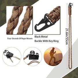 4 PCS Heavy Duty Paracord Lanyard Necklace Whistles Strap Braided 550 Keychain for Men Women Outdoor Survival, Parachute Rope Necklace Keychains with HK Clip Key Ring for ID Card Badge Holder, Wallet,
