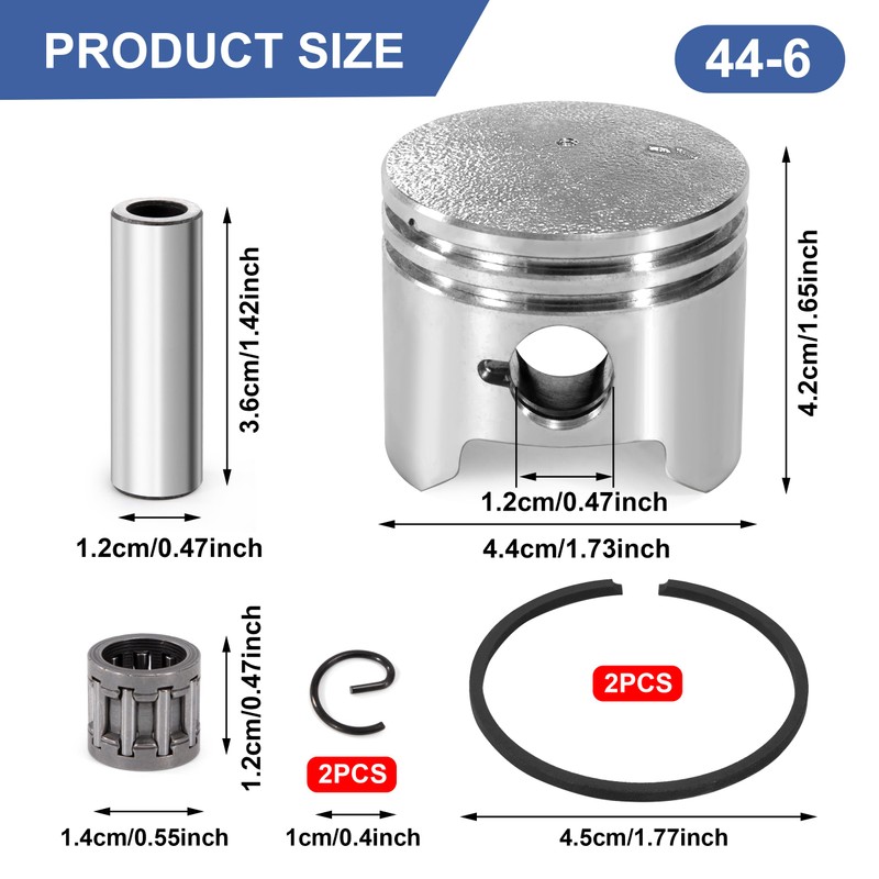Tunejoy 44 mm Piston Replacement Set Piston Circlip Kit Piston