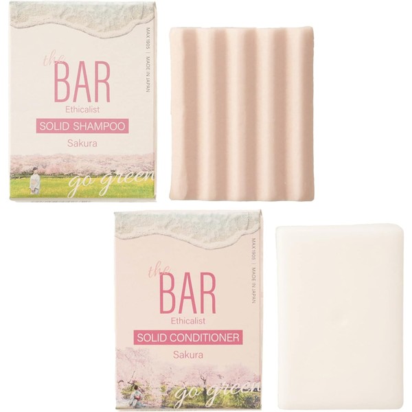 [Japanese Hair Shampoo] TheBAR Solid Shampoo Solid Conditioner Set Sakura