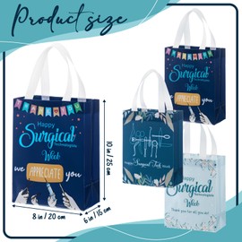 Sweetude 36 Pcs Surgical Tech Gifts Bulk Nonwoven Bags with Handle Surgical Technologist Accessories Multifunctional Reusable Tote Bags Scrub Tech Party Favors for Nurse Doctor Women Men