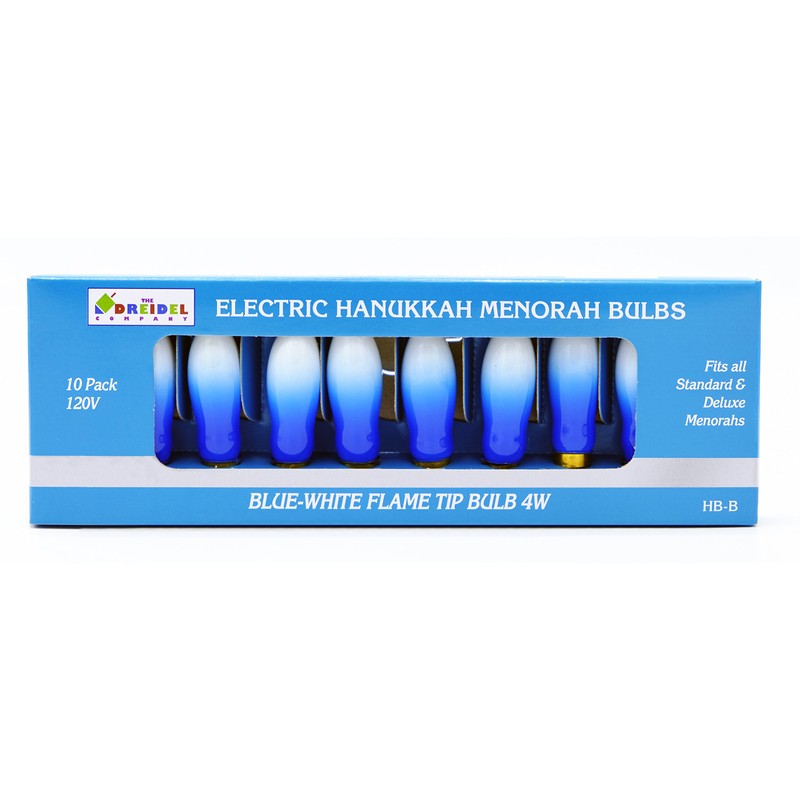 The Dreidel Company Menorah Bulbs, 10 Blue and White Electric