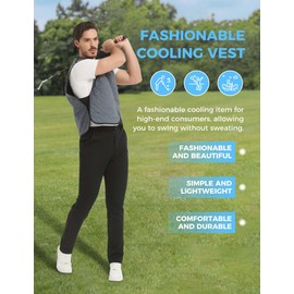 HENNCHEE Cooling Vest for Men & Women Ice Vest with 12 PCS Ice Packs, Body Cool Clothing for Hot Weather Outside Activities Grey L