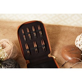 KnitPro Ginger Knitting Needles Set - Interchangeable Mini Needles, 2 x 25cm Cables, End Caps, Cable Wrench, Faux Leather Case, 3.3.5, 4, 4.5, 5.5, 5.5, 6mm