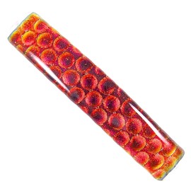 Dichroic Glass Hair Barrette - Large 3.5" / 90mm - Red Orange Copper Pumpkin Lava Rust Metallic Bubbles Polka Dots Bumpy Circles Slide Clip Hair Accessories