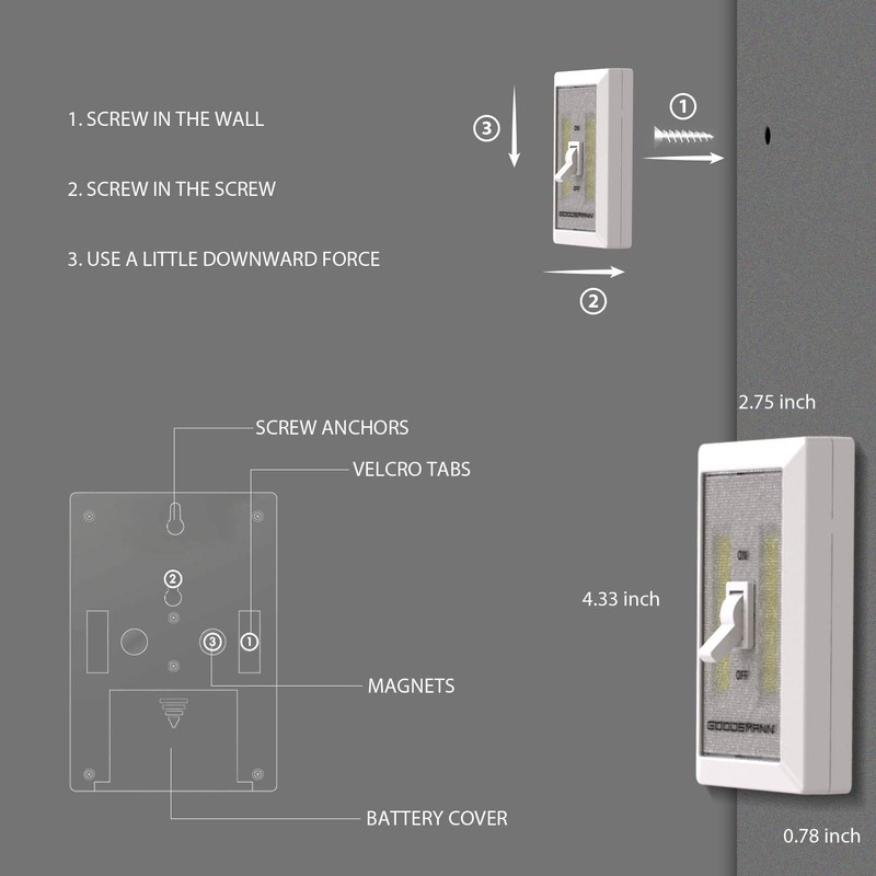 GOODSMANN LED Night Light Wall Light Emergency Lights Switch Cordless