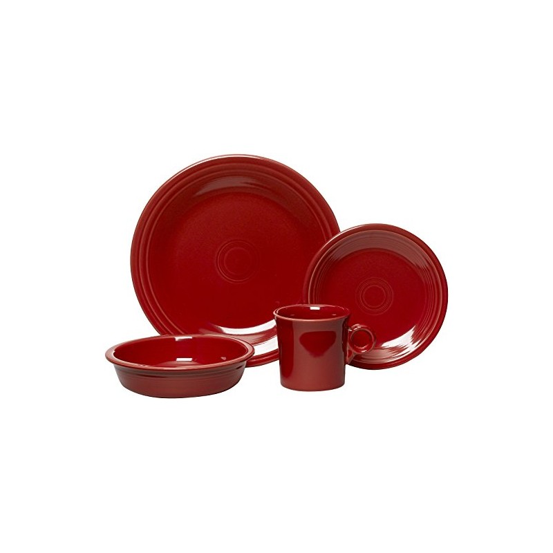 Fiesta® 4-Piece Classic Rim Place Setting – Durable Ceramic, Lead-Free,