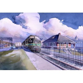 Bella Terra Reading RR Streamliner #902, Perkasie Station, Penna. James Mann Art Notecards - Set of 12