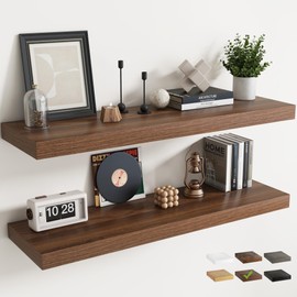 48 Inch Floating Shelves for Wall 2 Pack, 12"D Wood Grain Bathroom Shelves