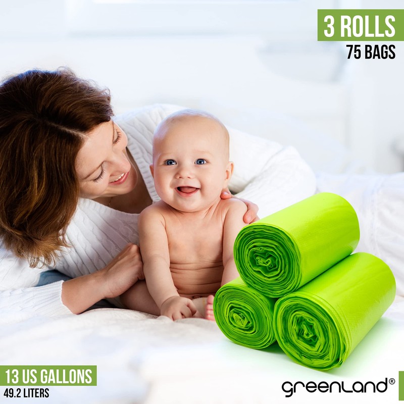 Greenland Biodegradable Diaper Pail Bags Compatible with Ubbi – Lemon