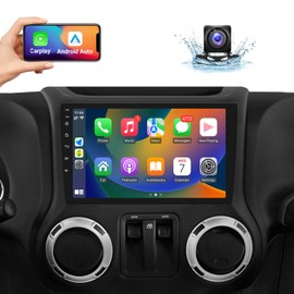 Naifay Android Car Radio Stereo for Jeep Wrangler JK Compass Grand Cherokee Dodge Ram 1500 with CarPlay Android Auto, 2+32G Touchscreen Car Radio Bluetooth/in Dash GPS Navigation/WiFi/SWC/Camera