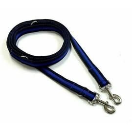 Double Ended Dog Training Lead Police Style Adjustable Leash 8ft (2.4 Metres) Multi-Functional In Air Webbing (Navy/Royal Blue, 25mm Air Webbing)