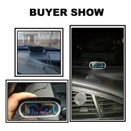 XUKEY Car Water Temp Temperature Gauge 2-In-1 LCD Digital Voltmeter Alarm W-Sensor 1/8