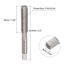 sourcing map 7/16-20 UNF B2 Spiral Point Thread Tap, Screw Tap Threading Tapping Tool, High Speed Steel Machine Taps Tapping Bit