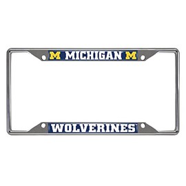 FANMATS 14823 Michigan Wolverines Chrome Metal License Plate Frame, Team Colors, 6.25in x 12.25in