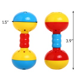 QBLEEV Parakeets Conures Toys, Bird Rattles Bells Foot Toys, Enrichment Barbell Ball Toys, Play Gym Activity Center Cage Accessories for Medium Parrots-2 Pack