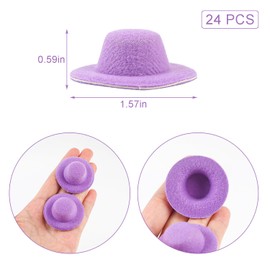 ASUNFO 24 Pcs Mini Top Hats Formal Miniature Western Hat for DIY Crafts 1.6" Purple