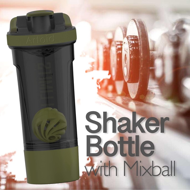 Artoid Sports Protein Shaker Bottle, 24-Ounce, Dual Mixing Technology, BPA