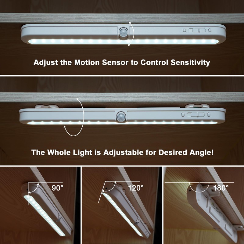 BLS Under Cabinet Lighting, 2200mah Rechargeable Closet Lights Motion Sensored,