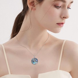 YAFEINI Tree of Life Necklace Jewelry for Women Sterling Silver Abalone Shell Tree of Life Pendant Jewelry Gift for Men (M-Tree of Life Necklace)