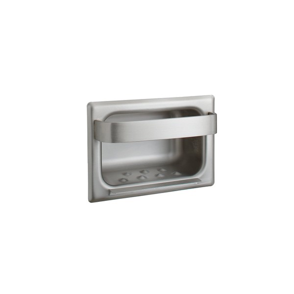 Bobrick 4390 304 Stainless Steel Recessed Heavy Duty Soap Dish and Bar, Matte Finish, 7-316" Width x 5" Height