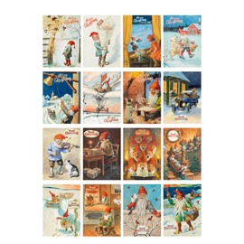 Decoupage Paper Pack (35 Sheets 6"x8") Festive Santas Spreading Christmas Cheer FLONZ Vintage Illustration Pictures Cards for Decoupage, Craft and Scrapbooking