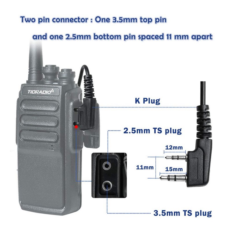 TIDRADIO Walkie Talkie Earpiece with Mic (Includes Earmolds and Ear