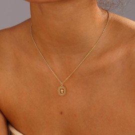 SELSHE Gold Cross Necklaces for Women Trendy,14k Gold Plated Cross Necklace Dainty Gold Necklace Cute Small Cross Necklace Simple Gold Cross Pendant Necklace Charm Gold Jewelry for Women