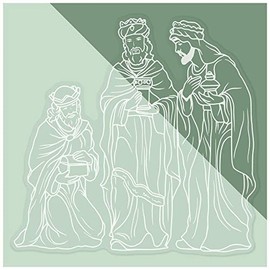 Large 460mm 'Religious Three Wise Men' Clear Static Window Cling Sticker/Decal (White) (WC00068091)