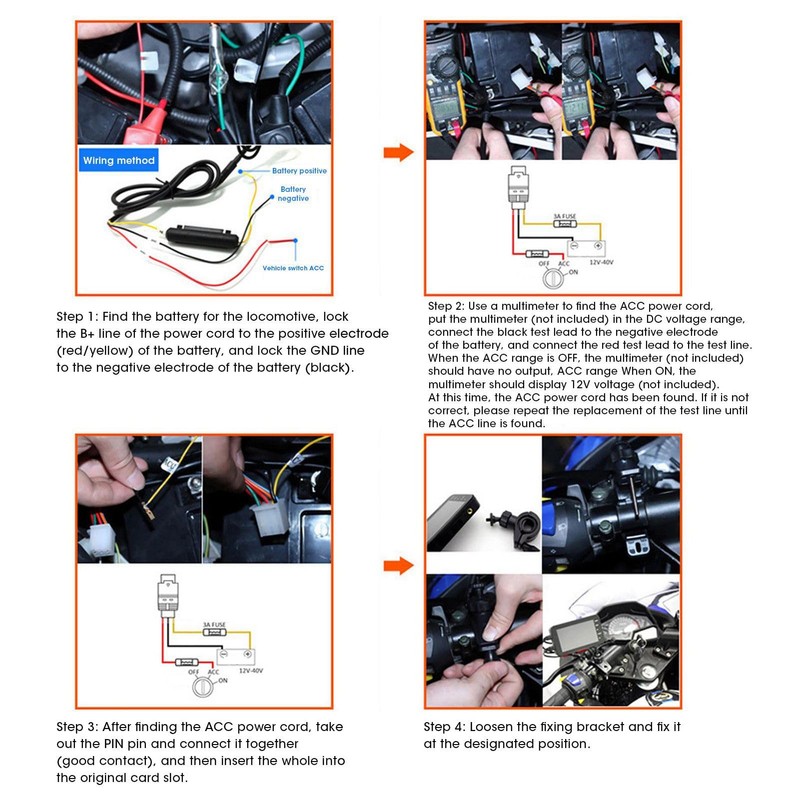 Motorcycle 2 Inch Driving Recorder 1080P + 720P HD Lens