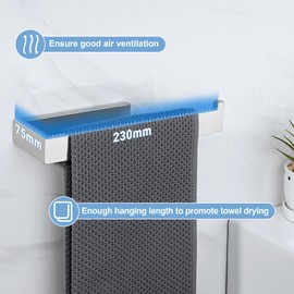 Sayayo Hand Towel Holder 24CM Towel Rail Wall Mounted, SUS304 Stainless Steel Brushed Nickel Towel Ring for Bathroom Kitchen, with Drilling