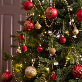 Valery Madelyn Christmas Baubles for Christmas Tree Decoration，49pcs 3cm Traditional Red and Gold Christmas Shatterproof Christmas Ball Ornaments