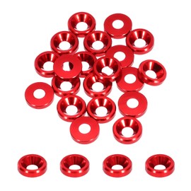 QUARKZMAN M3 Cone Cup Countersunk Discs Hole Diameter 3.1 mm / 0.12 Inch Aluminium Seals Cup Washer Seal for Screws RC/FPV/PC/Drone Accessories Model Parts, 20 Pieces (Deep Red)