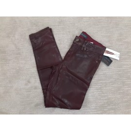 Level 99 Women's Sz 26/2 Liza Lux Red Wax Coated Mid Rise Skinny Jeans Chic NWT