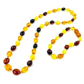 Natural Baltic Amber Necklace and Bracelet - Gift Set - Amber Necklace 33cm Amber Bracelet 14cm (Mix)